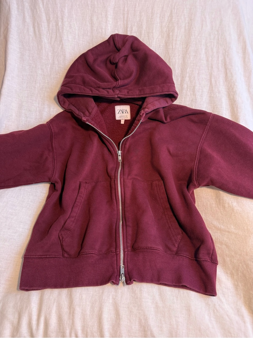 Zara Kids Burgundy Hooded Zip Sweatshirt